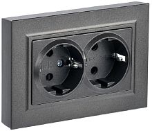 Розетка с заземлением IEK Brite РС12-3-БрТБ 1-м. 2 мод. темная бронза картинка